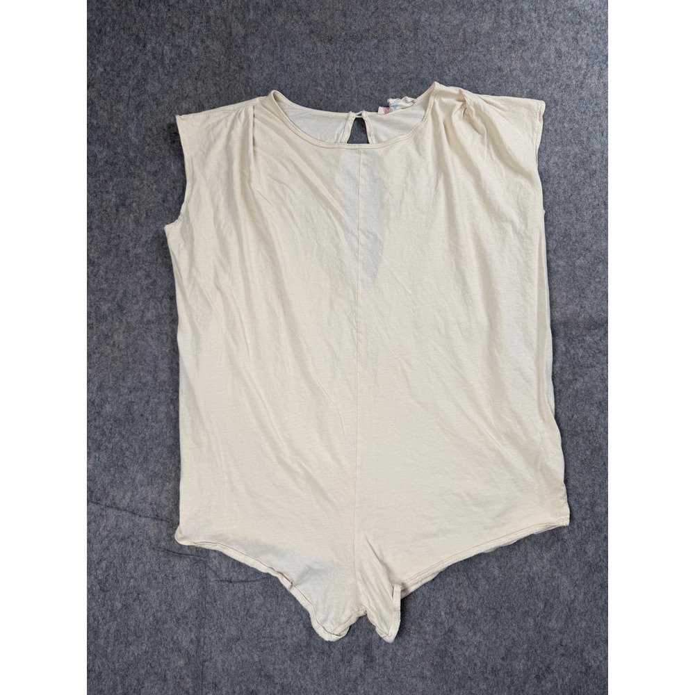 Free People FP Beach Romper Women S Cream Cotton Open Back Sleeveless Boho Chic